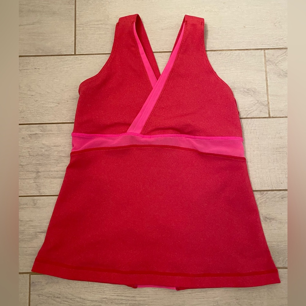 Lululemon Size 8 Hot Pink Deep V Tank with Built -in Bra